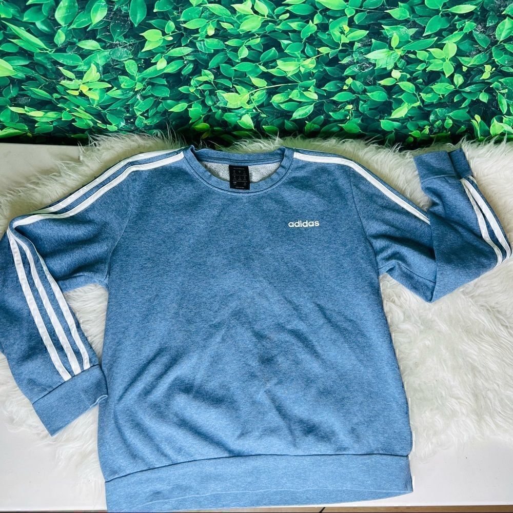 Adidas Three Stripes Pale Blue Crewneck Sweatshirt fall & winter sweater…